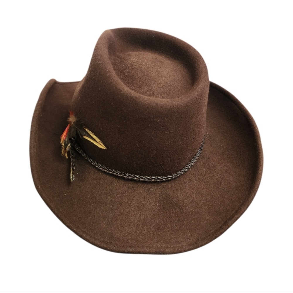 Canadian Leather Wool Waterproof Brown Western Cowboy Hat Men's - Picture 5 of 10